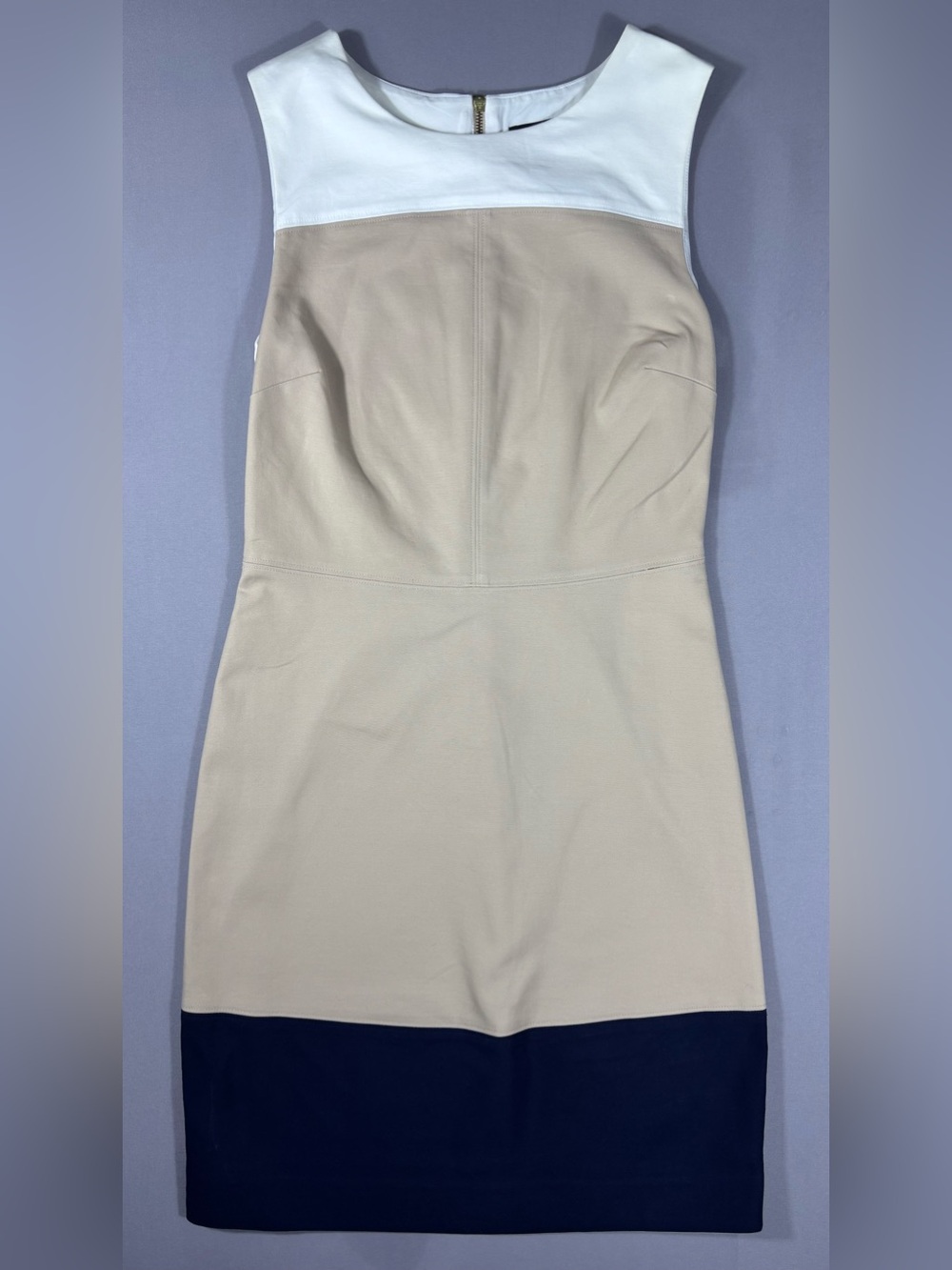 The Limited Petite Colorblock Sheath Dress 0P Navy Taupe White